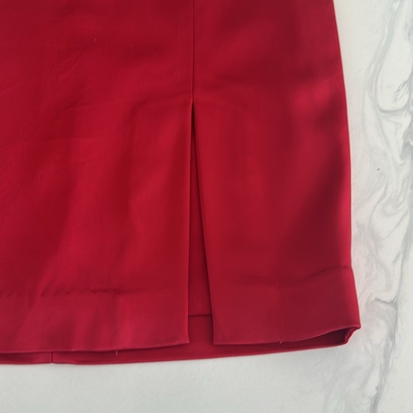 Cache Red Pencil Skirt Knee-Length Slit - Picture 6 of 7